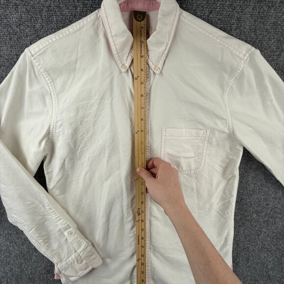 Brooks Brothers White Pink Small Button Up Shirt Men Supima Cotton Long Sleeve - Picture 3 of 16